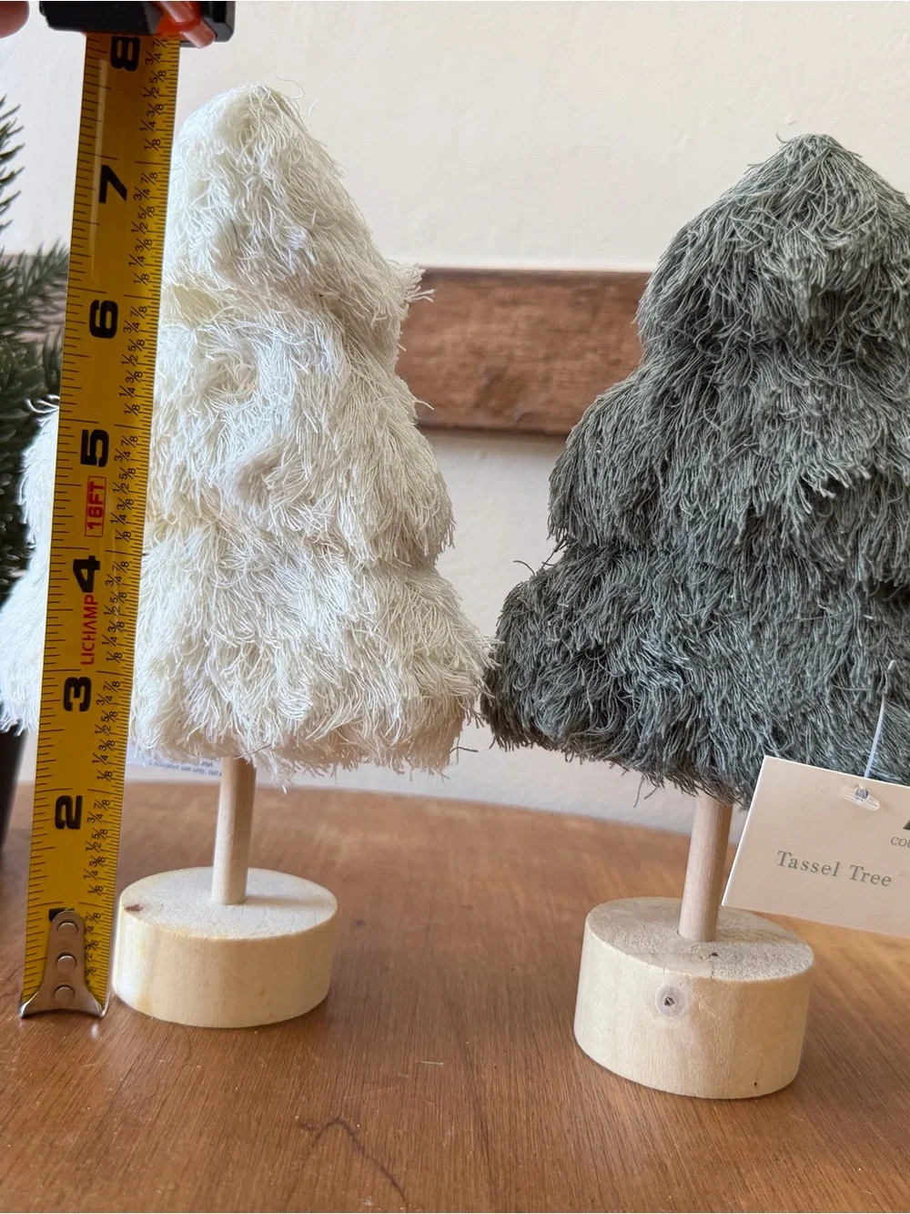 Target Cream and Green Textured Fringe tassel Holiday Trees